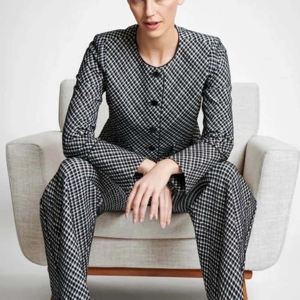 NEW SPANX Ponte Lady Blazer Jacket Size Small classic black plaid gingham NWT